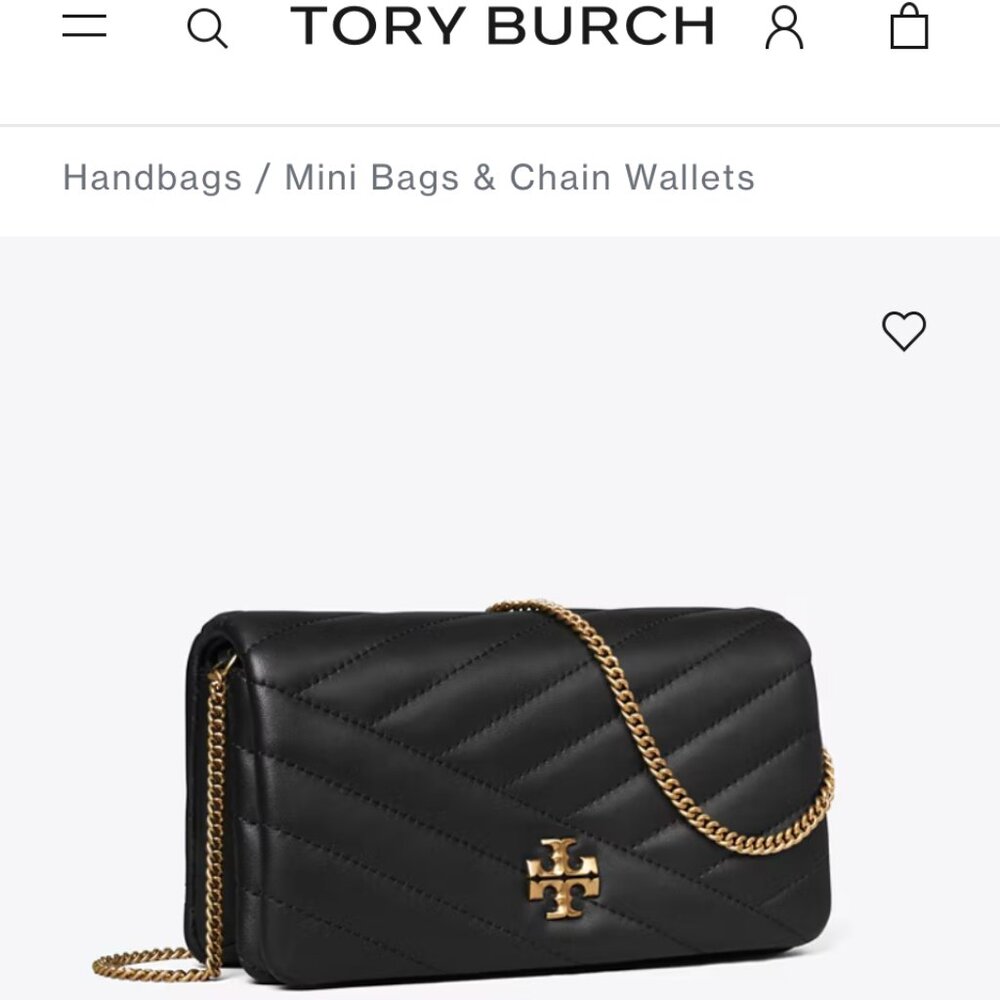Tory Burch- Wallet on a chain in Black Leather